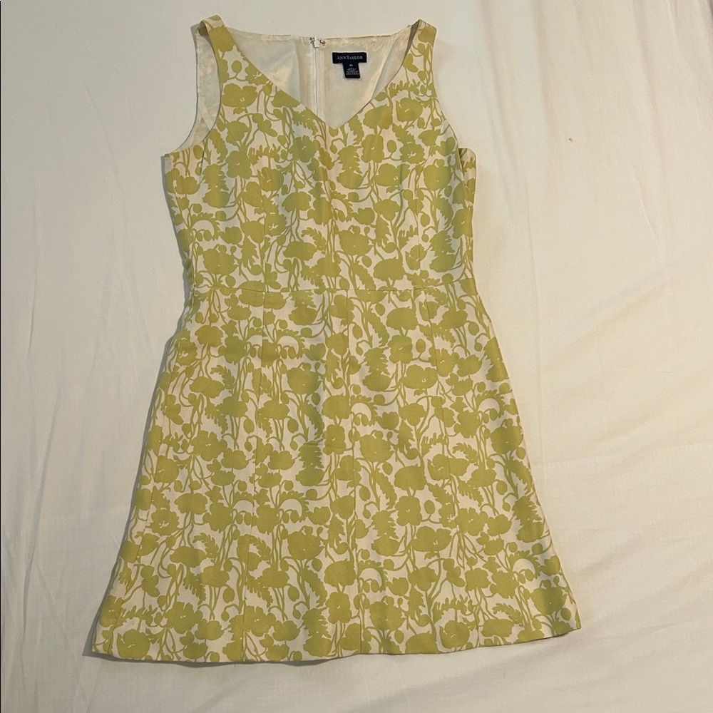 Ann Taylor Chartreuse and Cream Floral Mini Dress
